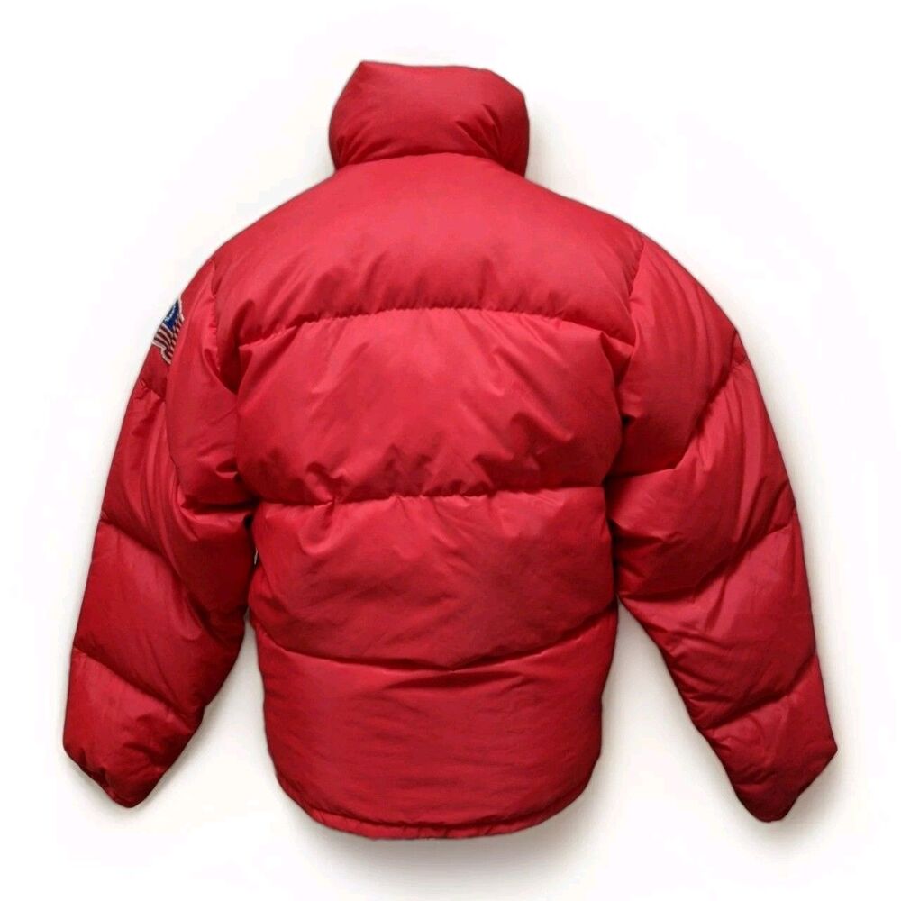 Vintage REI Red Puffer Jacket Goose Down Ski Party 70s Size L - Picture 2 of 15